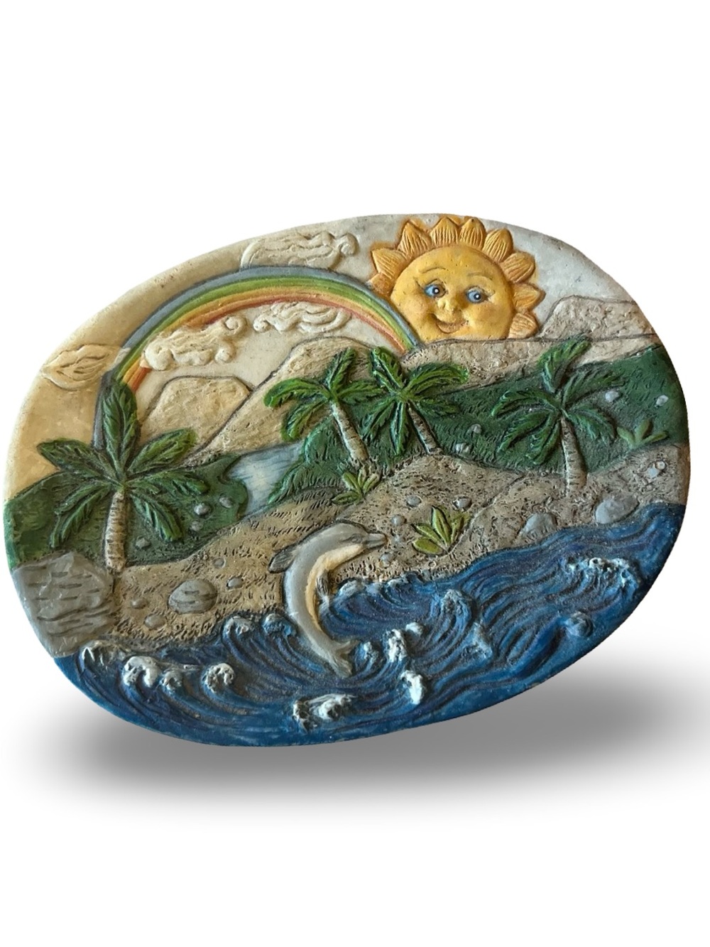 Vintage Miniature Seaside Rainbow Display Plate 4.5” Diameter